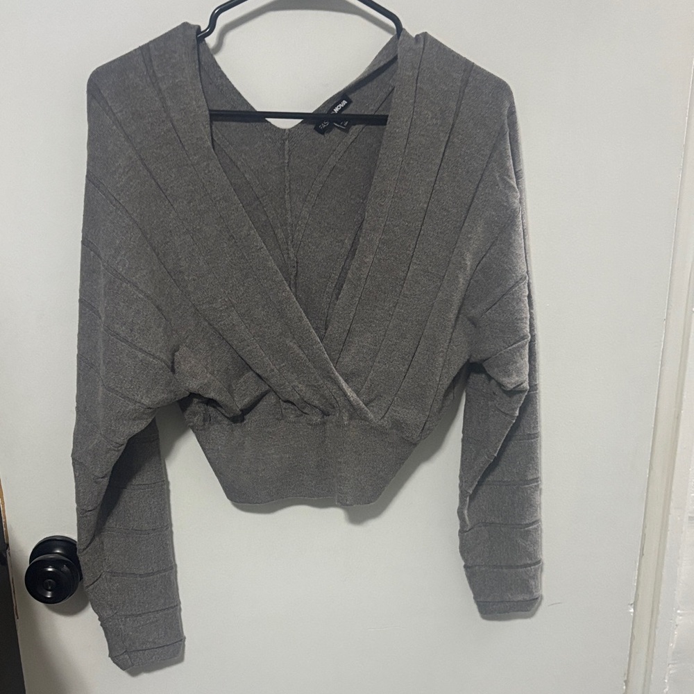Fashion Nova Charcoal Knit Top